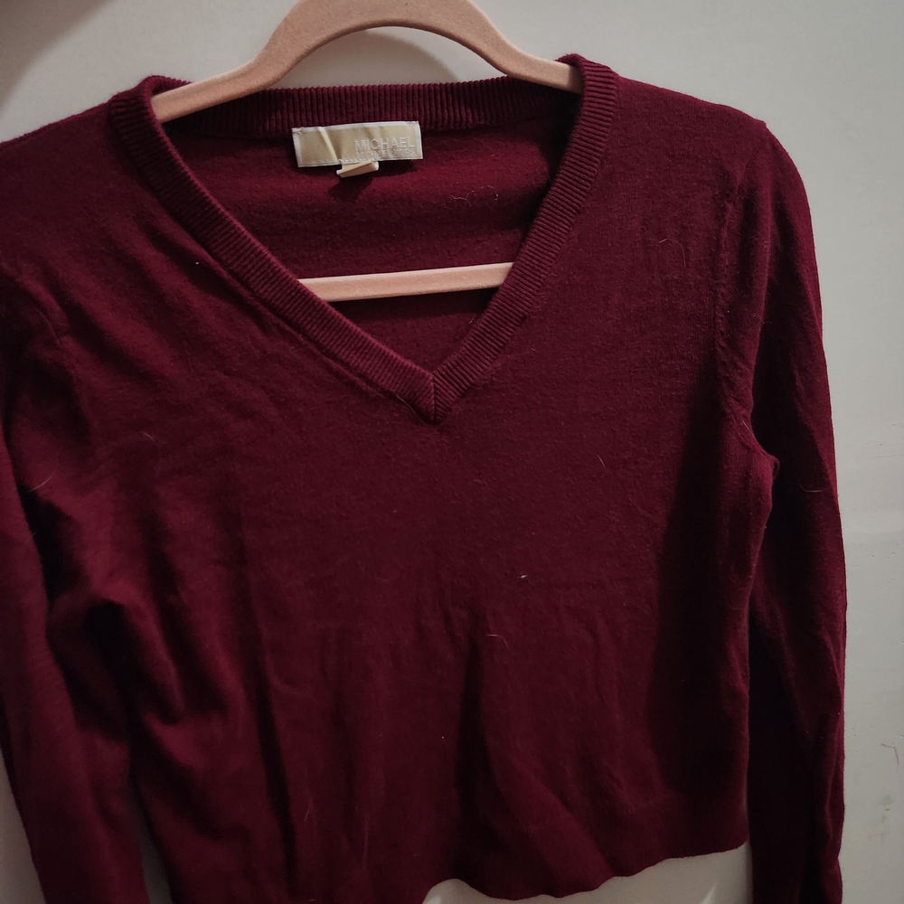 Michael Kors Burgundy V-Neck Sweater